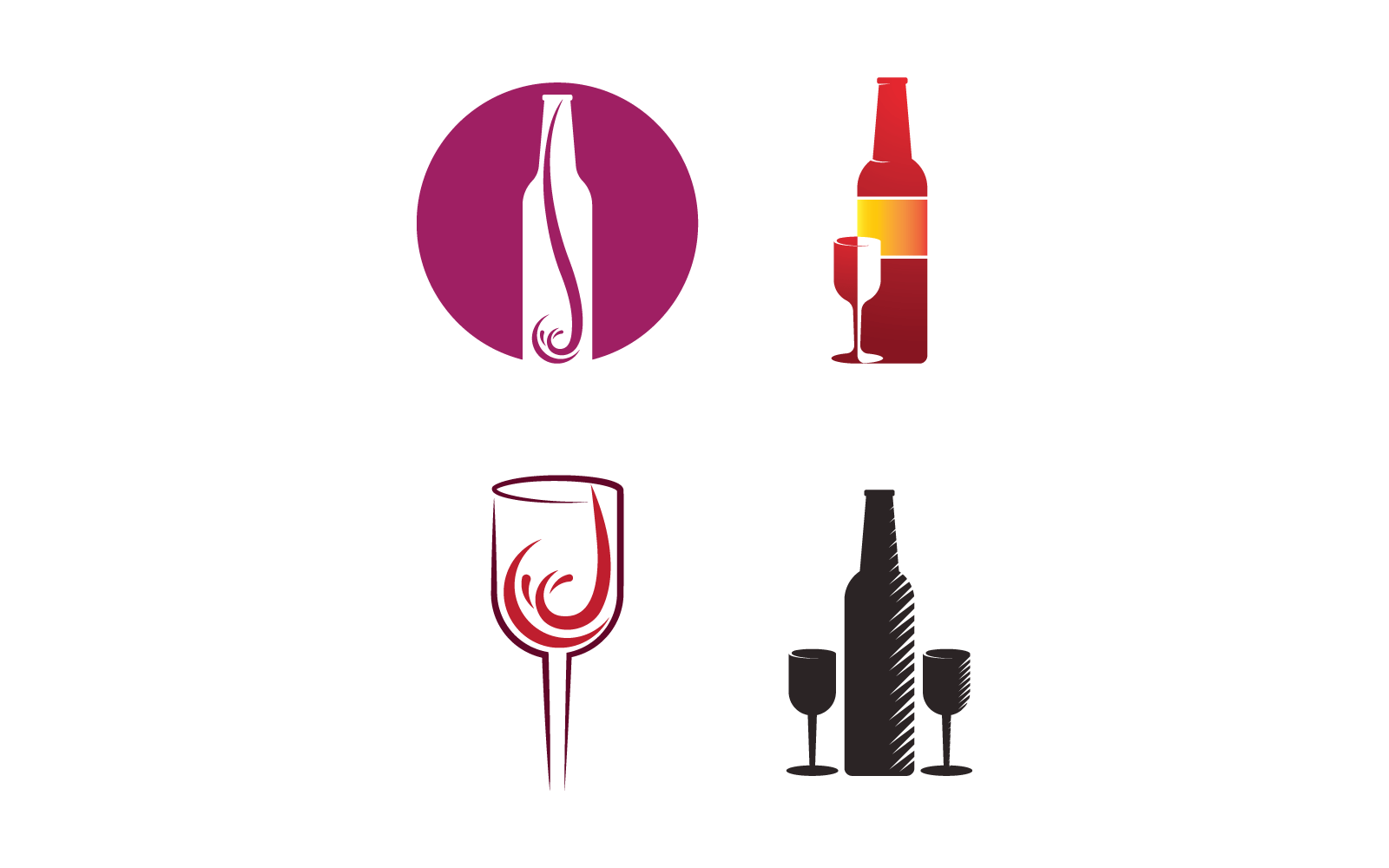 Wine Logo vector illustration flat design Template