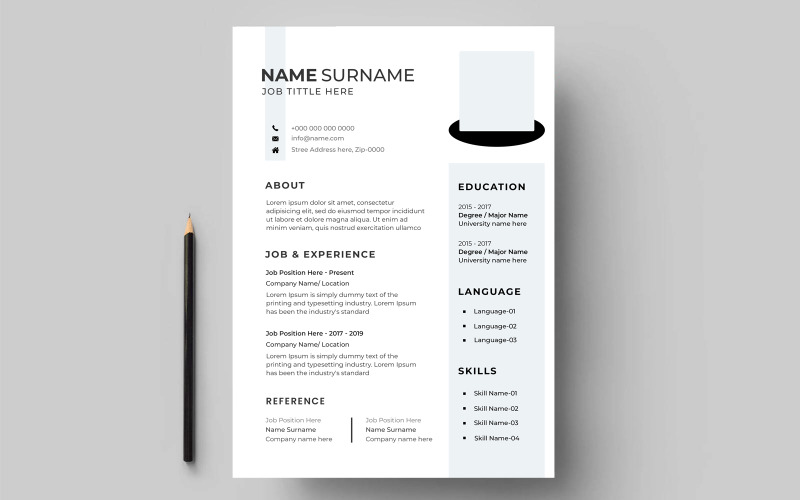 Black and white Creative Resume and Cover Letter Layout Resume Template