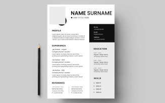 Black and white Modern Resume Design Layout