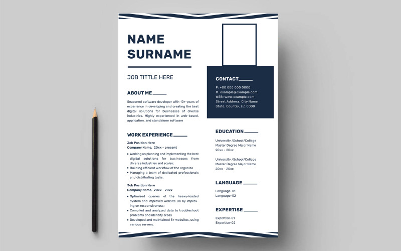 Modern black and white Resume CV template Resume Template