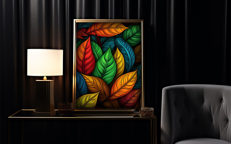 Photo frame mockuo on table | dark interior picture frame mockup | vintage photo frame design Product Mockup