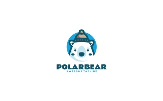Polar Bear Hat Mascot Cartoon Logo 1