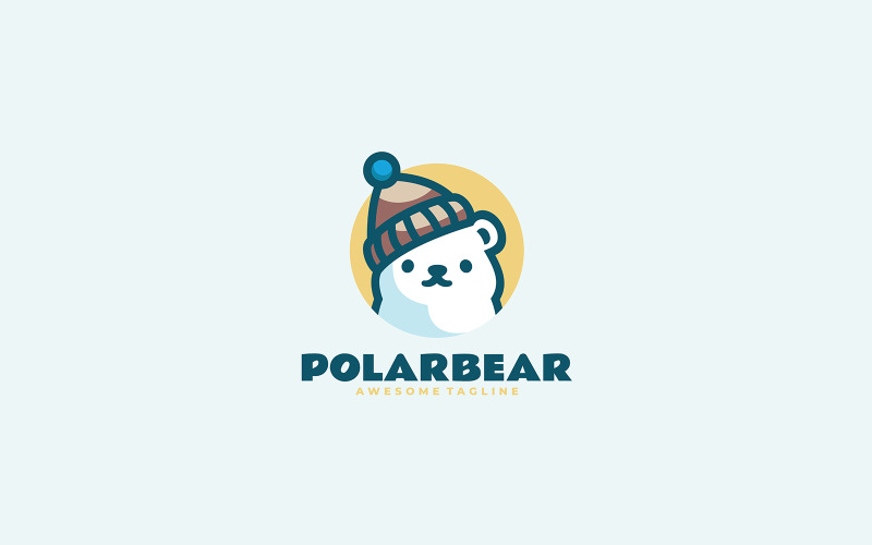 Polar Bear Hat Mascot Cartoon Logo Logo Template