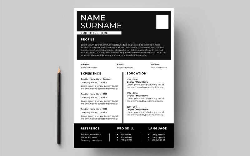 Professional black and white resume cv template Resume Template