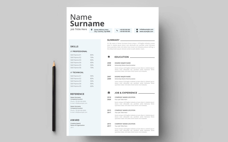 Resume or CV Template - displaying your profile Resume Template