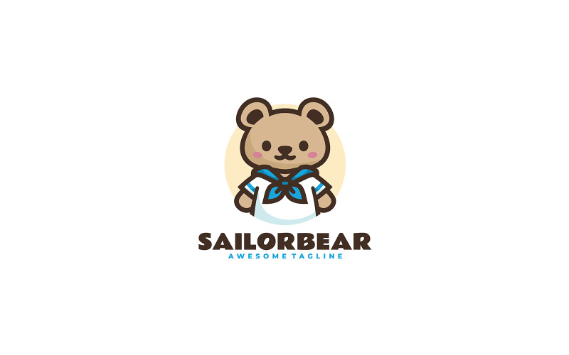 Sailor Bear Mascot Cartoon Logo Logo Template
