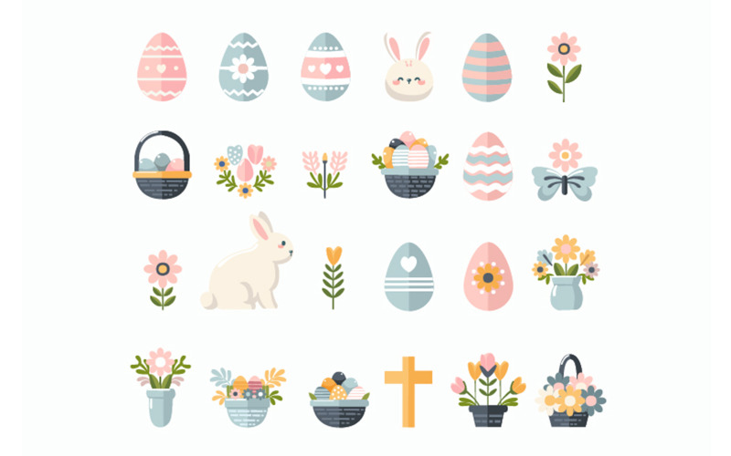 Hand Drawn Easter Elements Collection Illustration