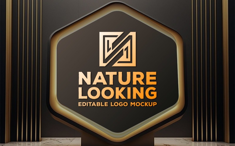 Luxury Frame Logo Mockup | geometric wall mockup | sign mockup Product Mockup