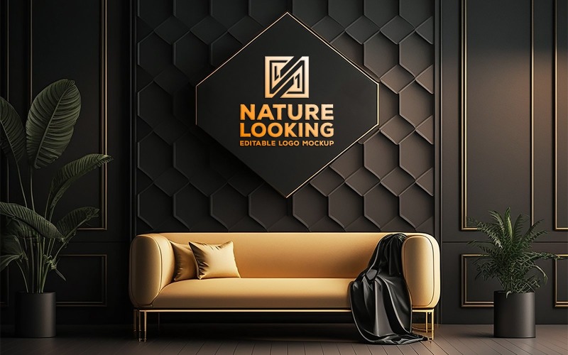 Luxury interior board bockup | sign logo mockup | logo mockup on interior board Product Mockup
