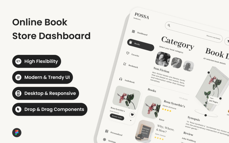Possa - Online Book Store Dashboard UI Element