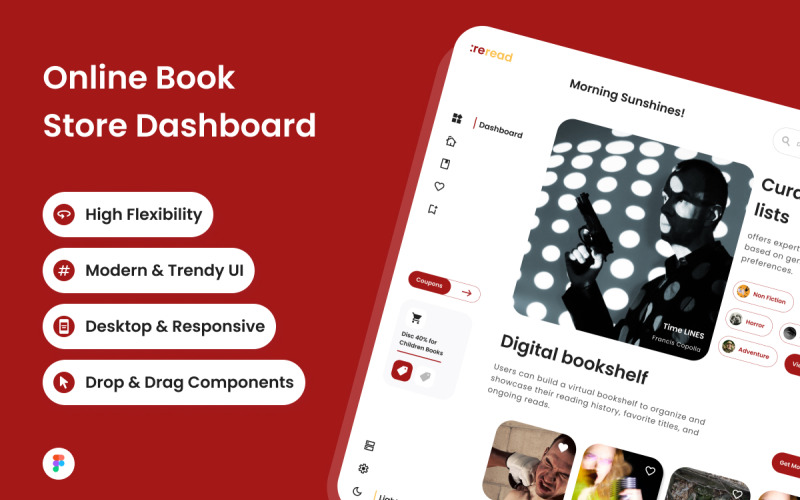 ReRead - Online Book Store Dashboard V1 UI Element