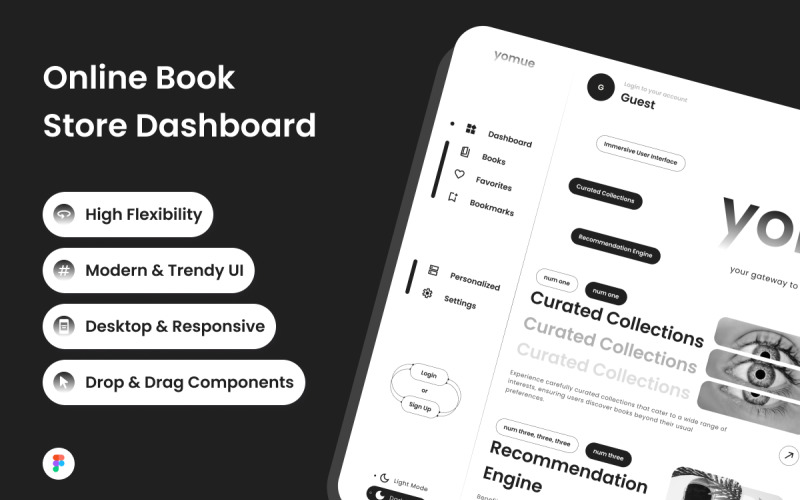 Yomue - Online Book Store Dashboard V1 UI Element