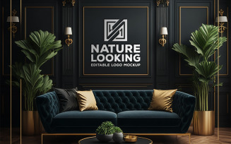 Logo Mockup in The Luxury Interior | sign living room mockup