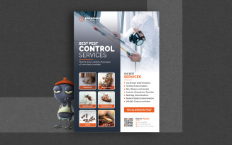 Pest Control Service Flyer, Modern Pest Prevention Service Flyer Design Vector Graphics Illustration