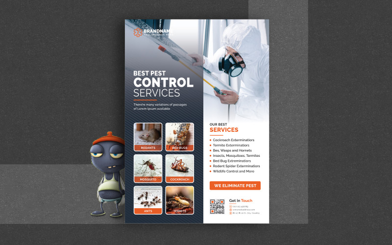 Pest Control Service Flyer, Modern Pest Prevention Service Flyer Design Vector Graphics Illustration Corporate Identity