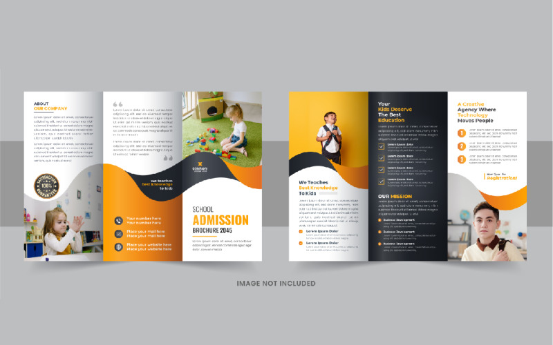 School Admission Trifold Brochure, Kids school admission trifold brochure design layout Corporate Identity