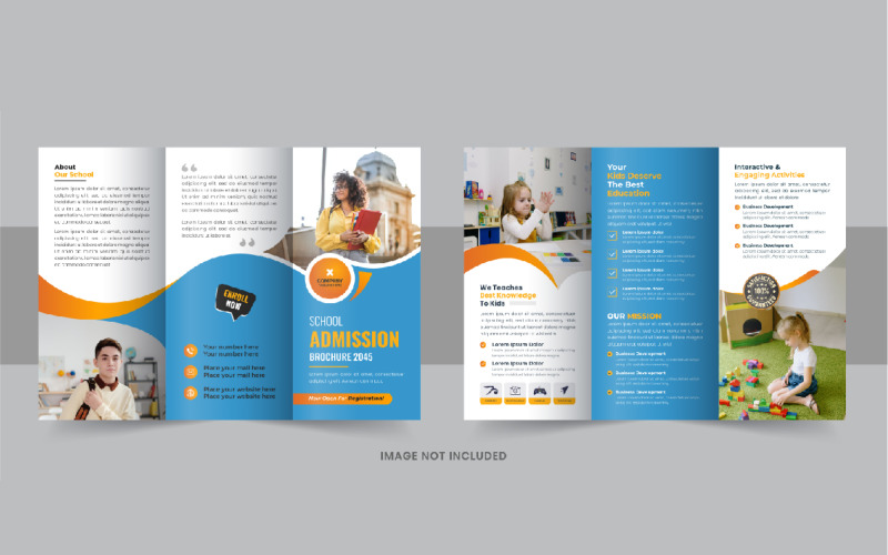 School Admission Trifold Brochure, Kids school admission trifold brochure design template Corporate Identity