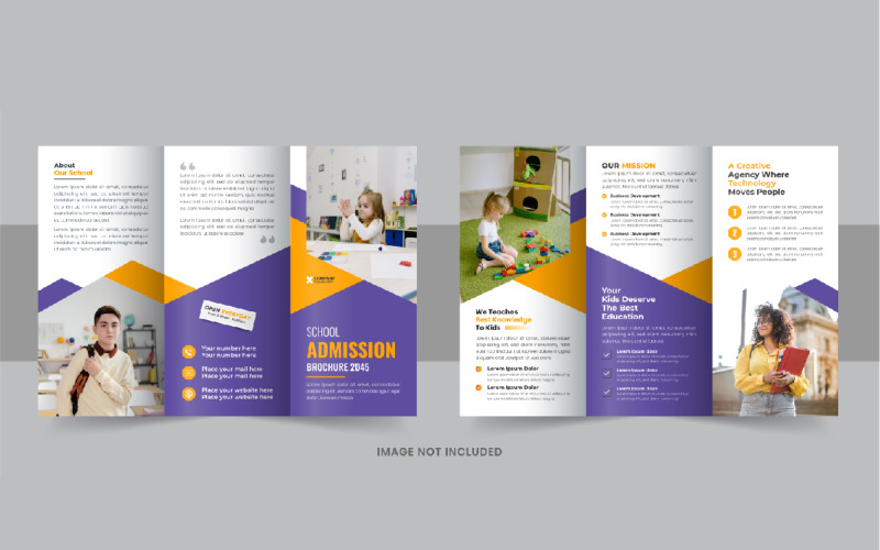 School Admission Trifold Brochure, Kids school admission trifold brochure template design Corporate Identity