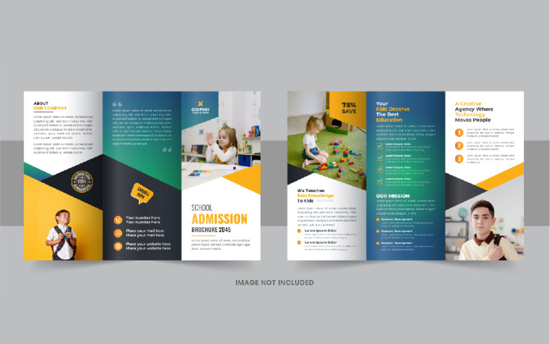School Admission Trifold Brochure, Kids school admission trifold brochure template layout Corporate Identity