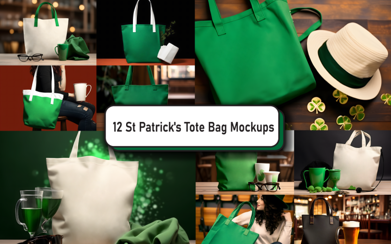 St Patrick's Tote Bag Mockup Bundle Product Mockup