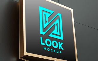 Store front sign bord Mockup | logo mockup on store outdoor signbord