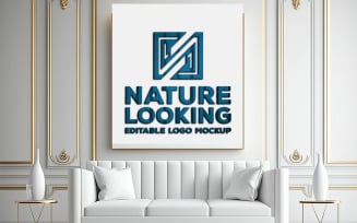 White Board Logo Mockup | white interior mockup | luxury white living room mockup