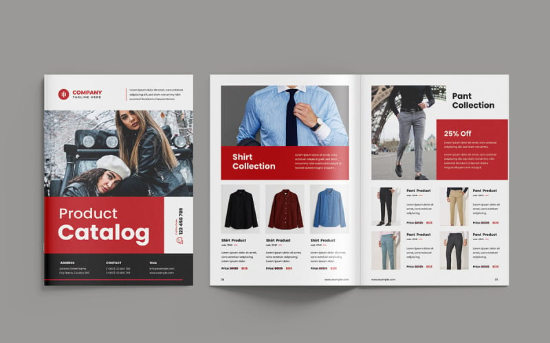 Clothing Product Catalog and Fashion Catalogue Layout Design Magazine Template