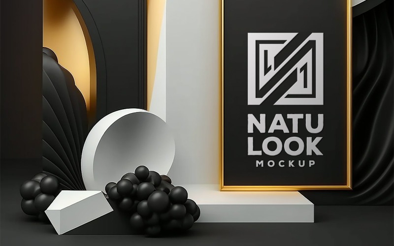 Logo Mockup | gold Frame Interior Mockup | black and golodframe mockup | interior gold frame mockup Product Mockup