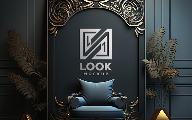 Logo Mockup | living room mockup | logo mockup on interior | logo mockup on interior frame Product Mockup