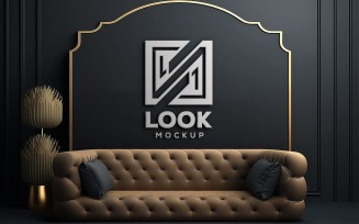 Logo Mockup on luxury wall | Black Wall Mockup | Luxury wall Mockup | premium logo mockup
