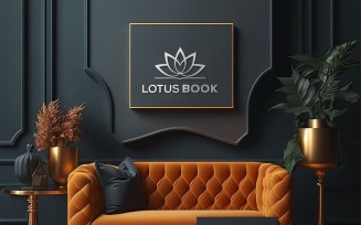 Luxury Living Room mockup | Black Metal Interior Mockup | Black And gold board Mockup