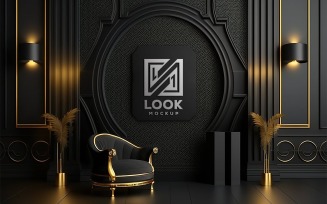 Luxury Premium Mockup | Logo Mockup | Black And Gold Mockup | logo mockup on premium interior