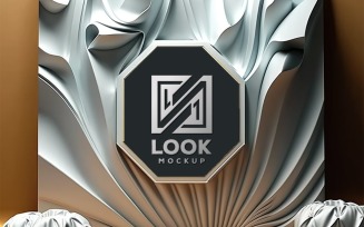 Sign logo mockup | silver logo mockup | silver logo mockup on geometric wall