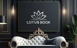 Sing Logo Mockup | luxury board mockup | board mockup up to white sofa