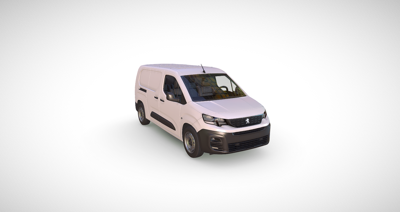 Sleek Peugeot Partner Crew Van 3D Model: Perfect for Commercial Presentations