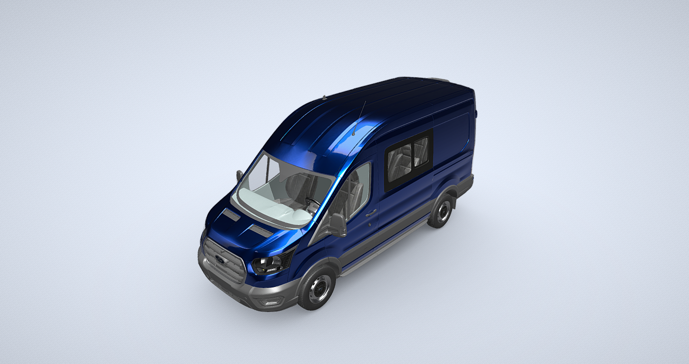 Professional-Grade Ford Transit Double Cab-in-Van 3D Model: Perfect for Visualizations
