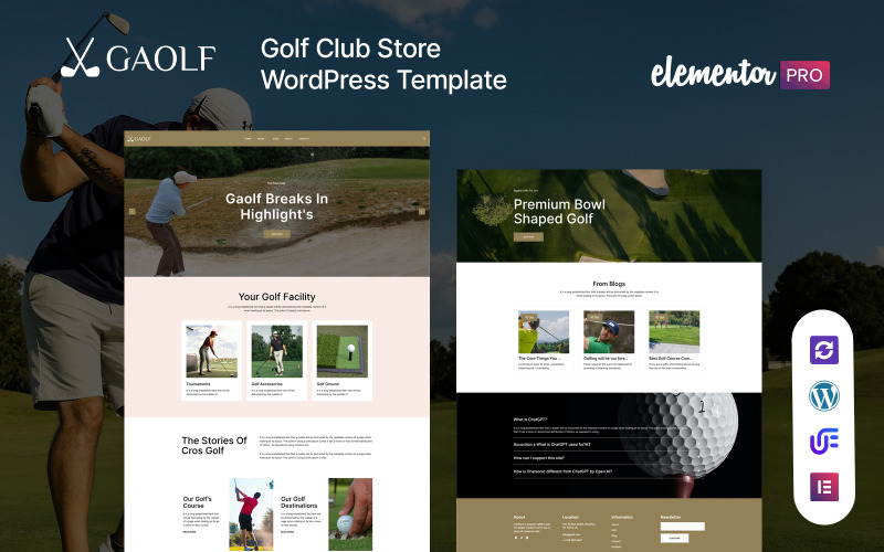 Gaolf - Golf Club And Course WordPress Elementor Theme WordPress Theme