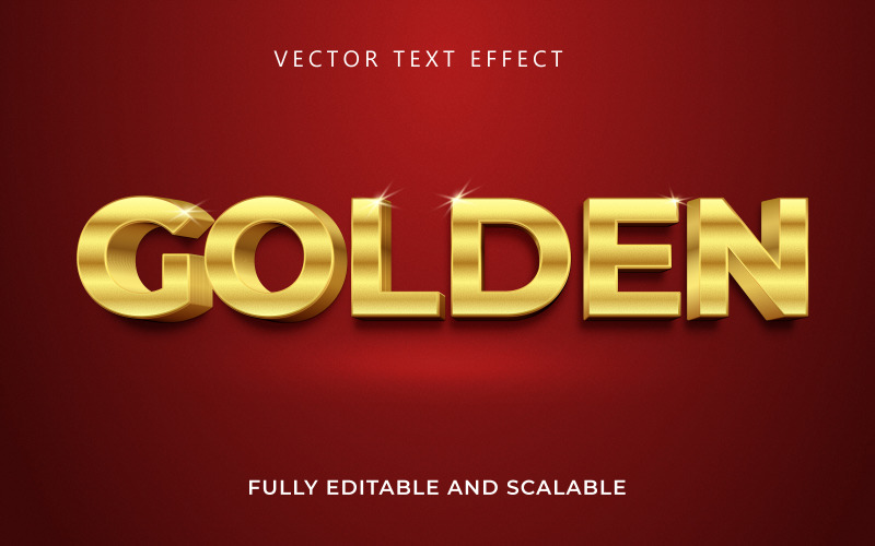 Golden 3D Text Effect Design Illustration