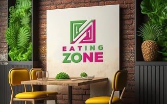 Sign Logo Mockup | Eating Zone mockup | white board mockup on the restaurant | Restaurant Mockup