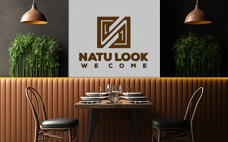 Sing logo mockup | white board mockup on the restaurant Product Mockup