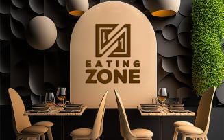 Eating Zone Mockup | Restaurant Sing Logo Mockup | natural restaurest board mockup