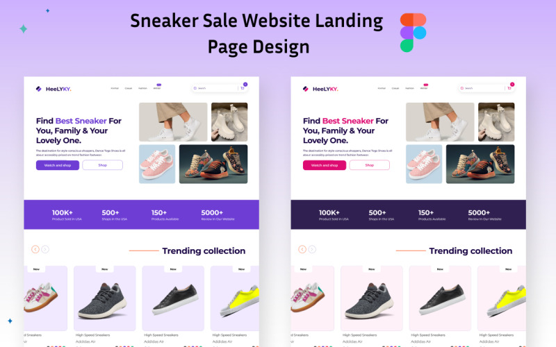 Shoes sale website landing page design UI Element
