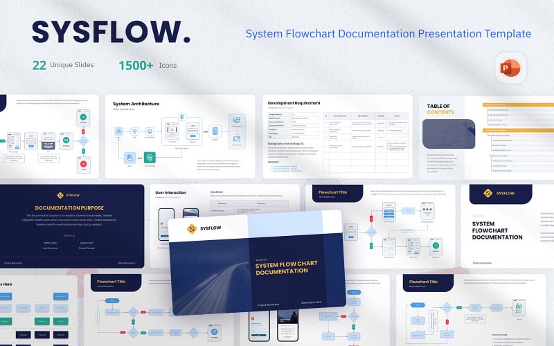 SysFlow - System Flowchart Documentation PowerPoint Template