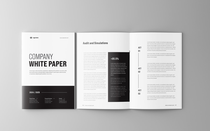 Business White Paper and Company Brochure template Magazine Template