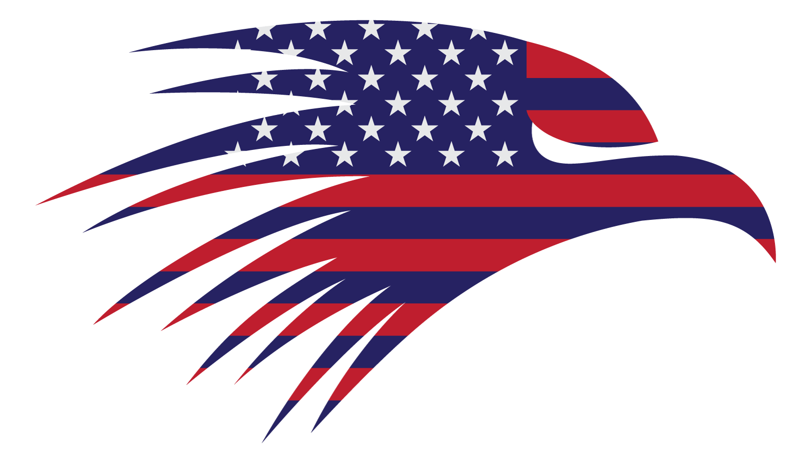 Diseño plano del vector del logotipo de la ilustración de la bandera americana