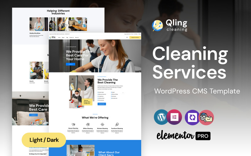 Qling - Cleaning Services WordPress Elementor Theme WordPress Theme
