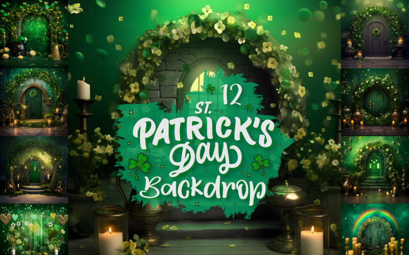 St Patrick's Day Digital Backdrop Bundle Product Mockup