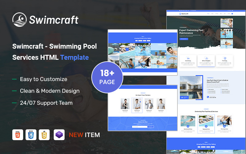 Swimcraft - Swimming Shop School & Pool HTML5 Template Website Template