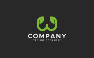 W letter leaf minimal logo design template