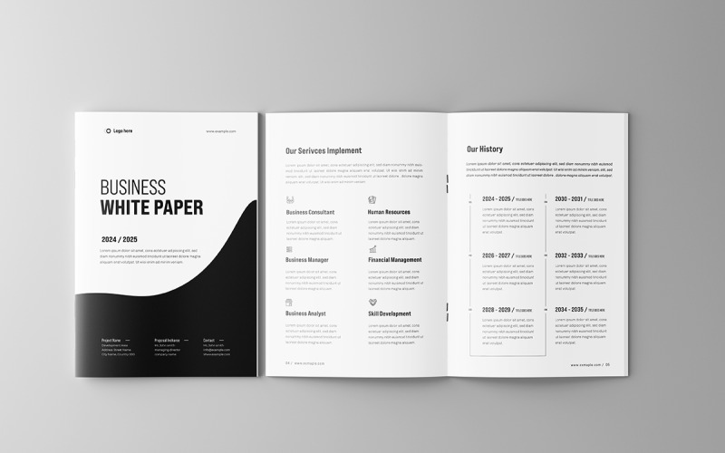 White Paper and Business White Paper Design Magazine Template